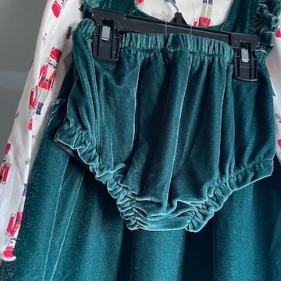 SAMMY + NAT Nutcracker Print Top And Green Velvet Dress  Set... Size 18-24 Month - Picture 4 of 5
